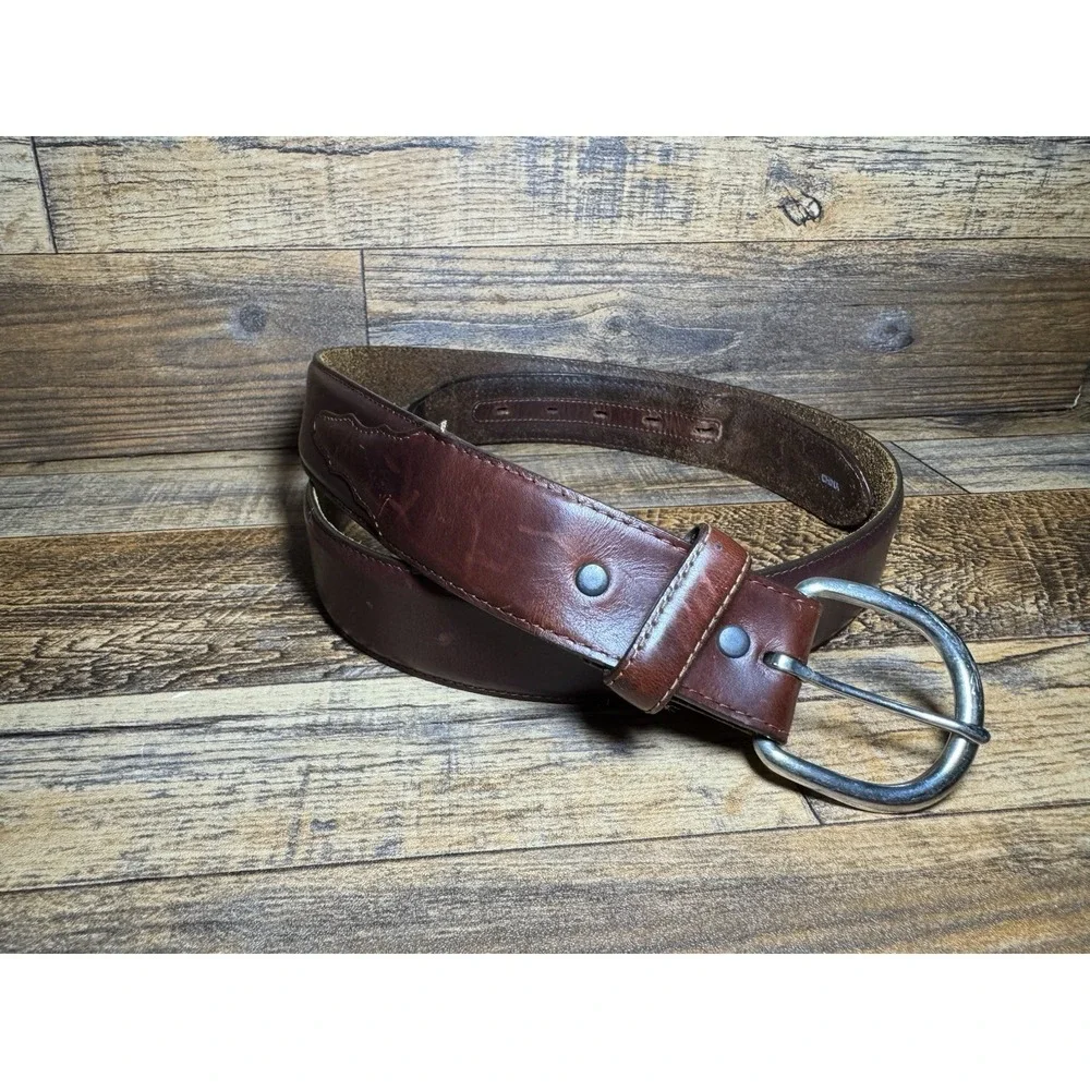Silver Creek Size 43 Men's Genuine‎ Leather Belt Western Brown Distressed